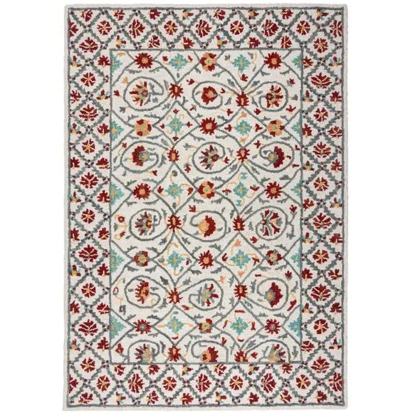 Traditional Wool Rug - Red, Hand Tufted