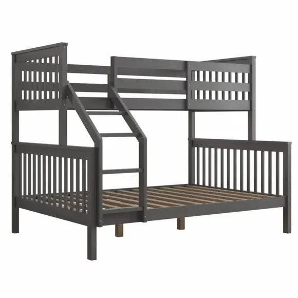 Triple Bunk Bed Frame with Storage - Grey