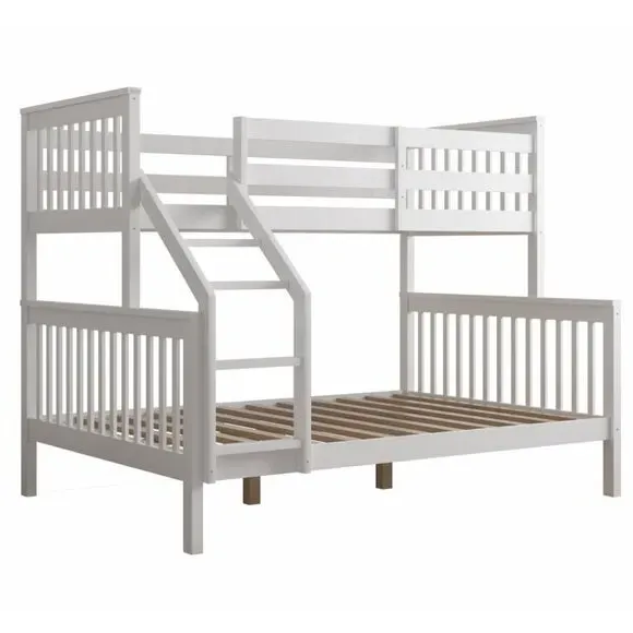 Triple Bunk Bed Frame with Storage - White