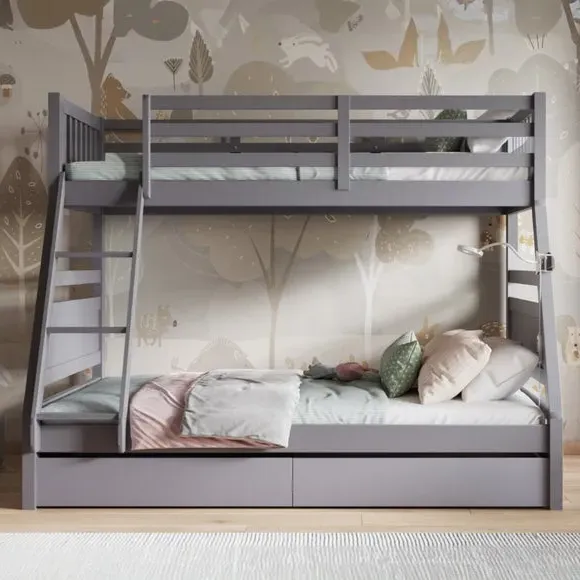 Triple Bunk Bed with Storage - Grey