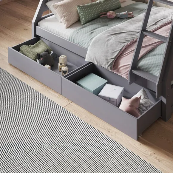 Triple Bunk Bed with Storage - Grey