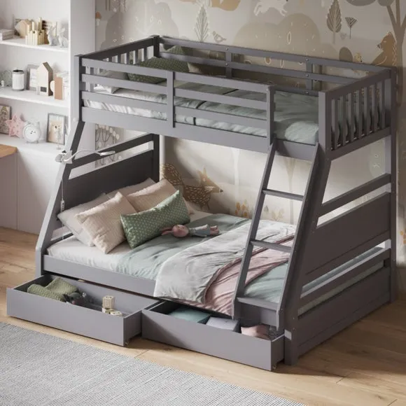 Triple Bunk Bed with Storage - Grey image