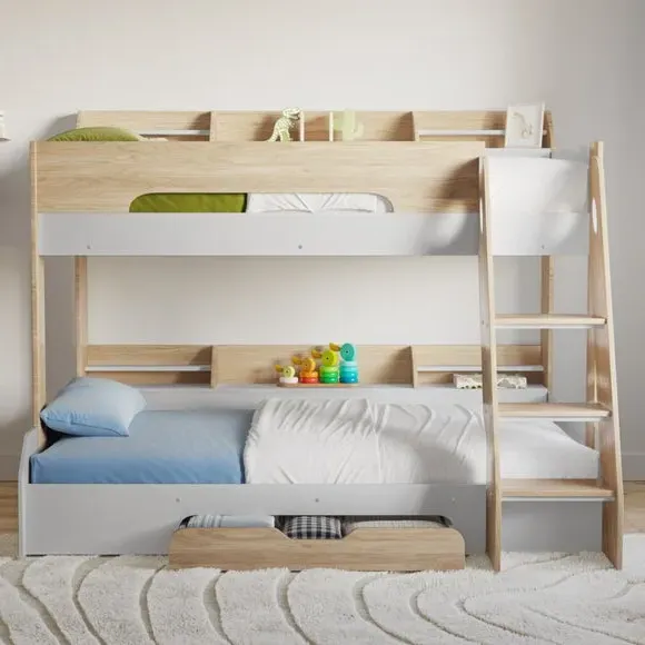 Triple Bunk Bed with Storage - Oak
