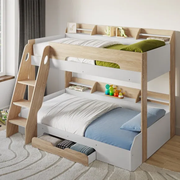 Triple Bunk Bed with Storage - Oak
