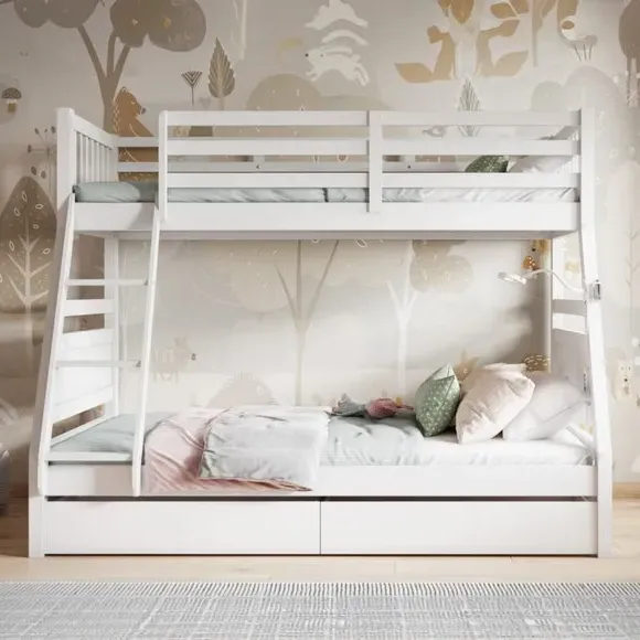 Triple Bunk Bed with Storage - White