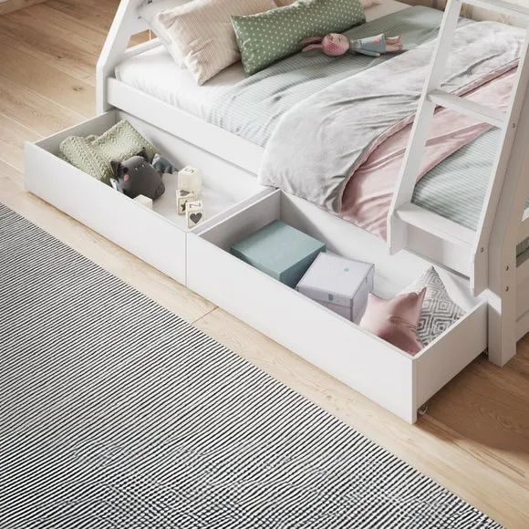 Triple Bunk Bed with Storage - White