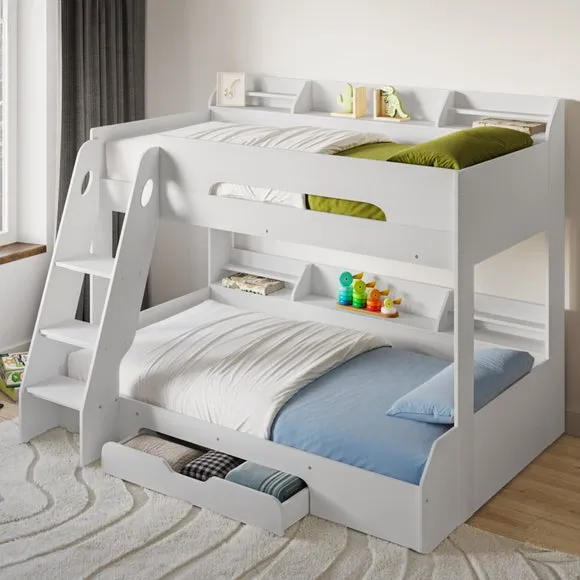 Triple Bunk Bed with Storage - White image