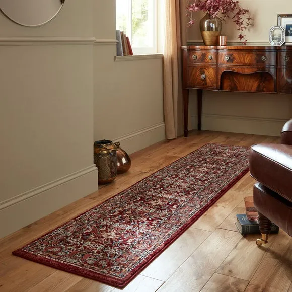 Vintage Patterned Runner - Red, Polypropylene