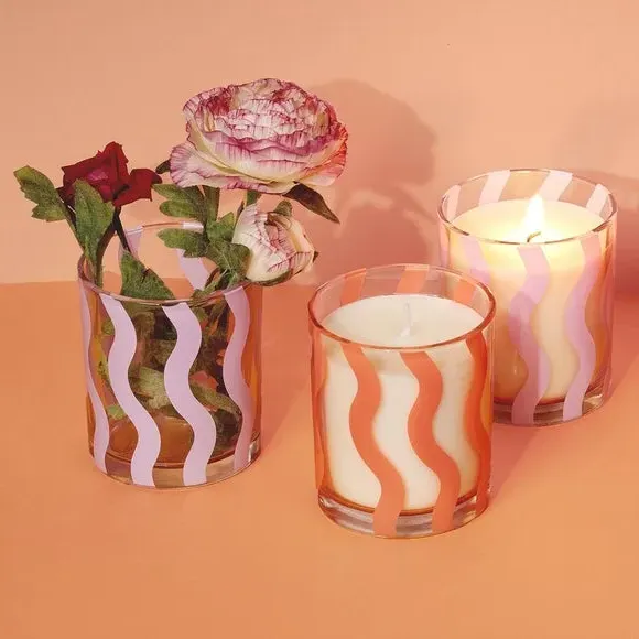 Set of 2 Scented Candles - Pink, Glass