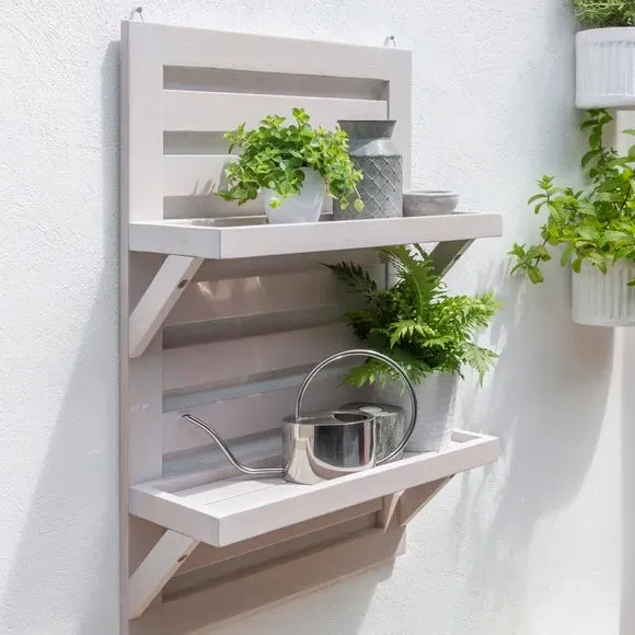 2-Level Hanging Shelf - Grey, Eucalyptus Wood