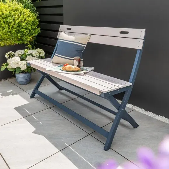 2-Seater Folding Bench - Light Grey, Eucalyptus image