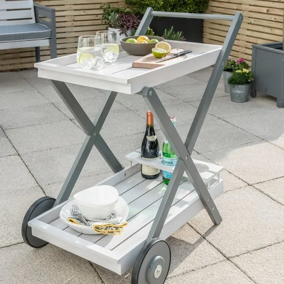 2-Tier Drinks Trolley with Glass Holders - Grey