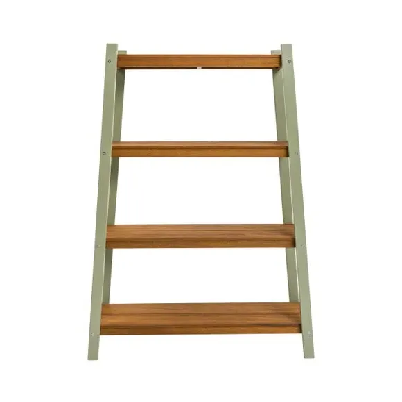 4-Tier Plant Shelf - Green, Eucalyptus Wood