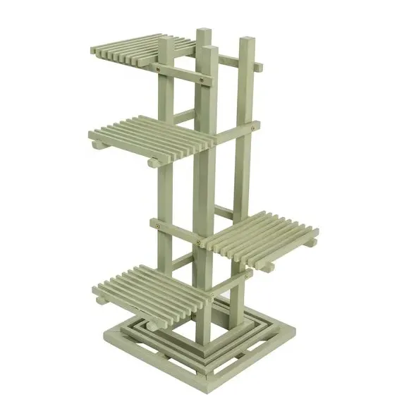 4-Tier Plant Stand with Shelves - Green