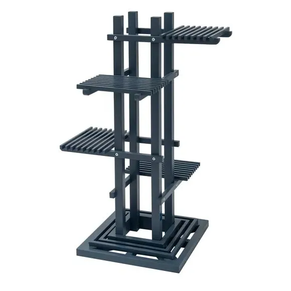 4-Tier Plant Stand with Shelves - Grey