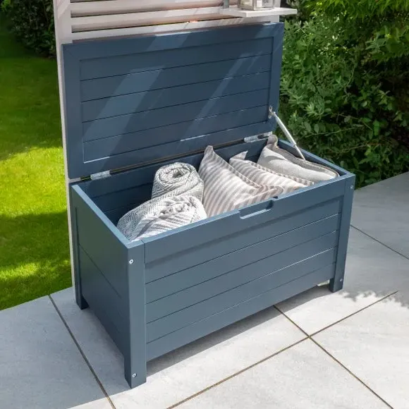 Garden Storage Bench with Compartment - Blue, Eucalyptus