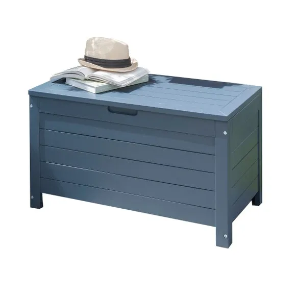 Garden Storage Bench with Compartment - Blue, Eucalyptus