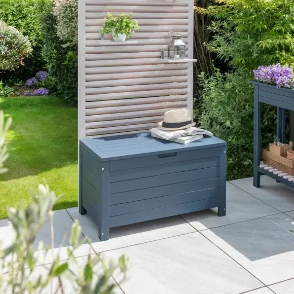 Garden Storage Bench with Compartment - Blue, Eucalyptus image
