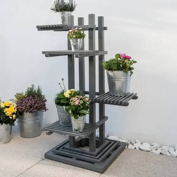 Plant Stand - Grey, Eucalyptus Wood image