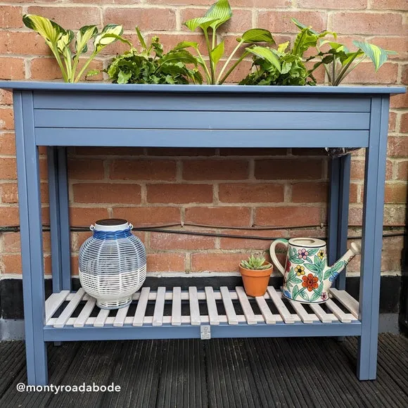 Planter with Tray - Grey, Eucalyptus Wood