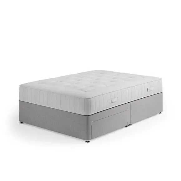 1000 Pocket Divan Set with Storage - Grey, Faux Linen