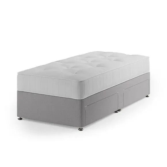 1000 Pocket Divan Set with Storage - Grey, Faux Linen