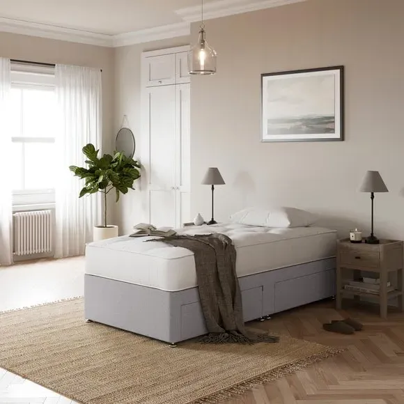 1000 Pocket Divan Set with Storage - Grey, Faux Linen image