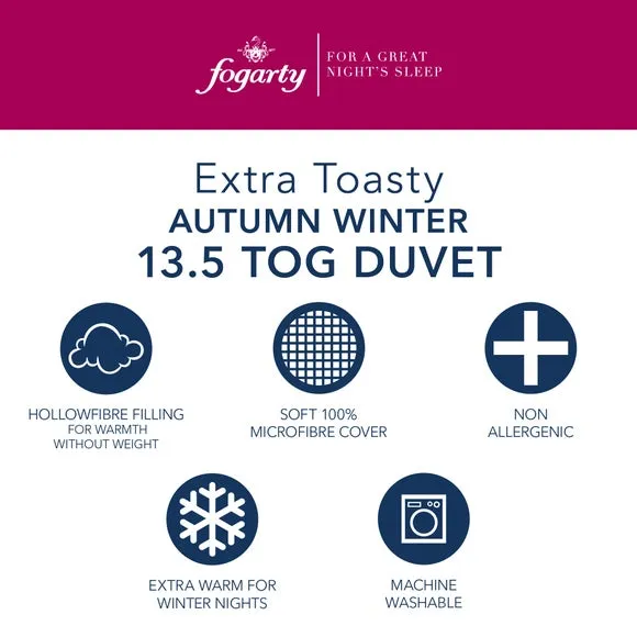 13.5 Tog Winter Duvet - White, Microfibre