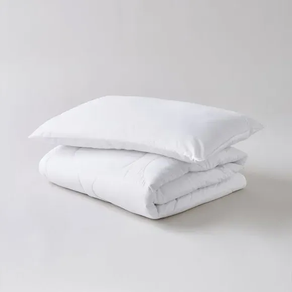 Cot Bed Duvet & Pillow Set 4 Tog - White, Cotton image