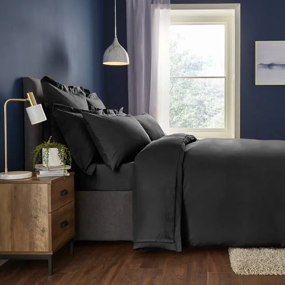 Duvet Cover Set with Pillowcase - Black, Polyester