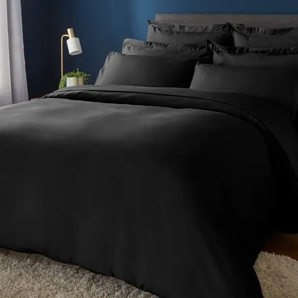 Duvet Cover Set with Pillowcase - Black, Polyester