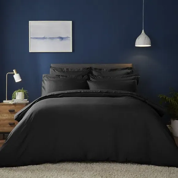 Duvet Cover Set with Pillowcase - Black, Polyester
