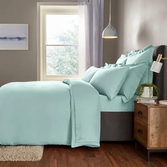 Duvet Cover Set with Pillowcase - Duck Egg, Polyester