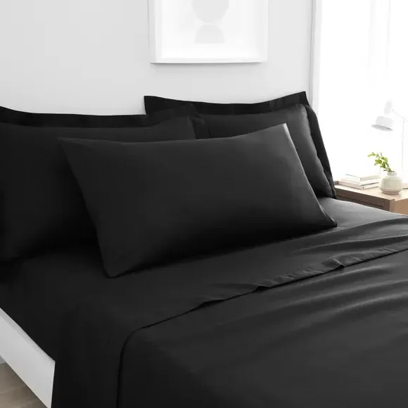 King Size Pillowcase Pair - Black, Polyester