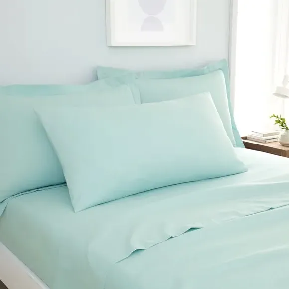 King Size Pillowcase Pair - Duck Egg, Polyester