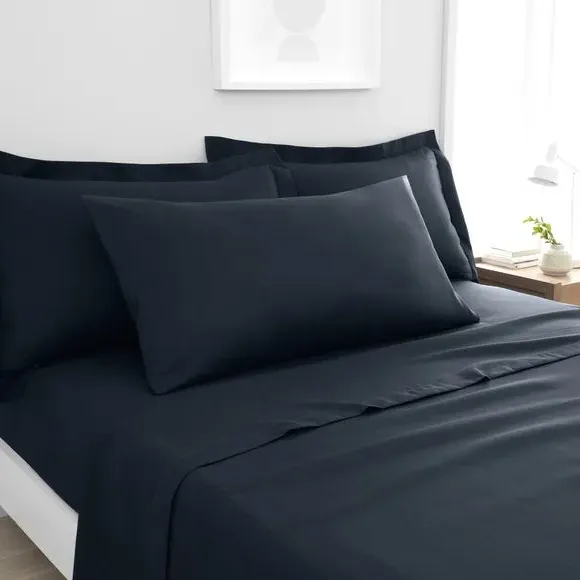 King Size Pillowcase Pair - Navy, Polyester