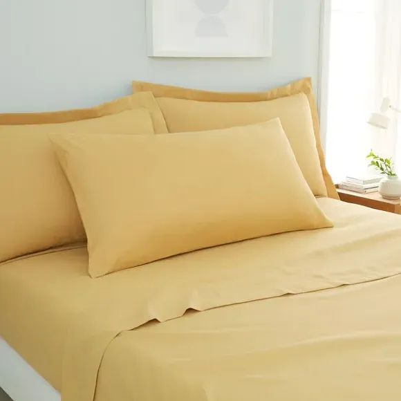King Size Pillowcase Pair - Ochre, Polyester