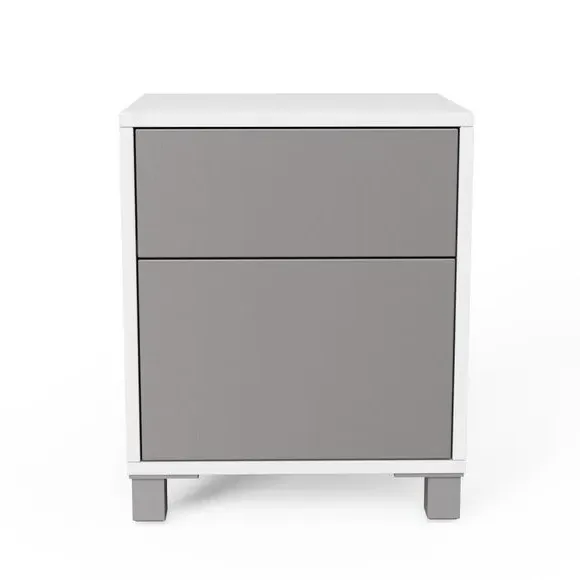 1-Door Lamp Table with LED Lighting - White