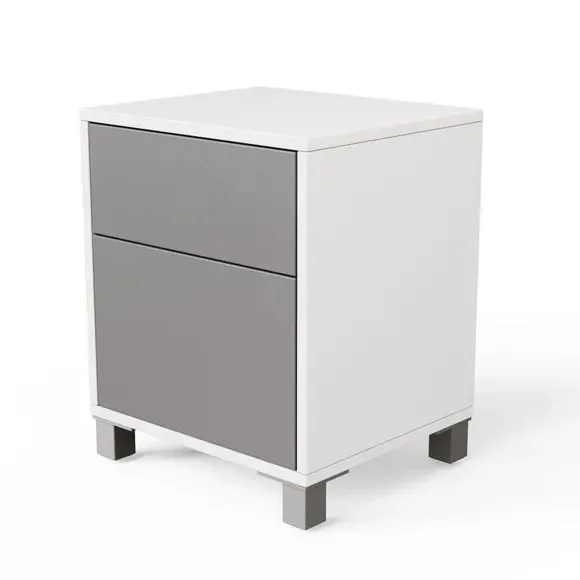 1-Door Lamp Table with LED Lighting - White