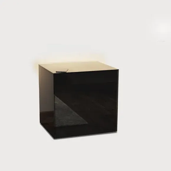 1-Door Side Table with LED Lighting - Black