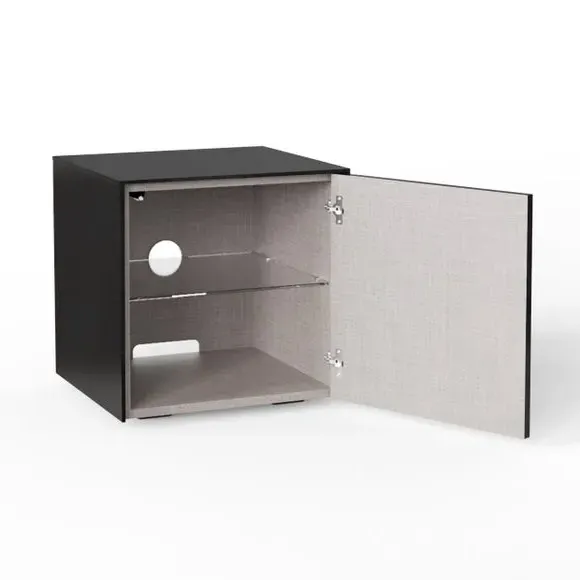 1-Door Side Table with LED Lighting - Black