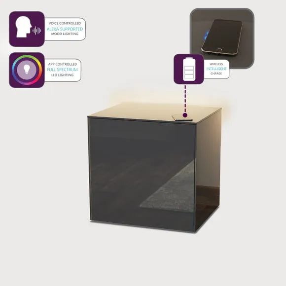 1-Door Side Table with LED Lighting - Grey