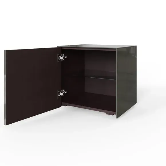 1-Door Side Table with LED Lighting - Grey