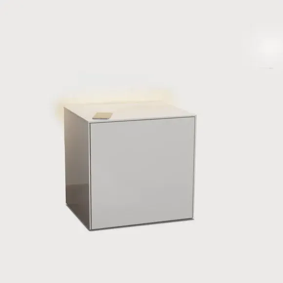 1-Door Side Table with LED Lighting - White