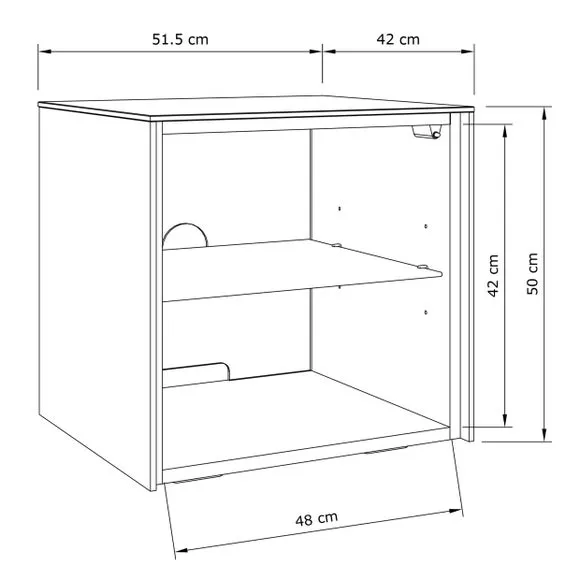 1-Door Side Table with LED Lighting - White