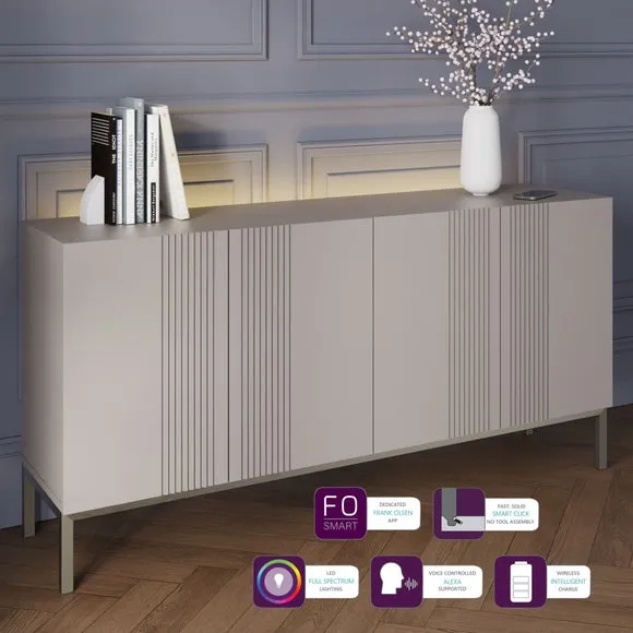 4-Door Smart Sideboard with Lighting - Grey