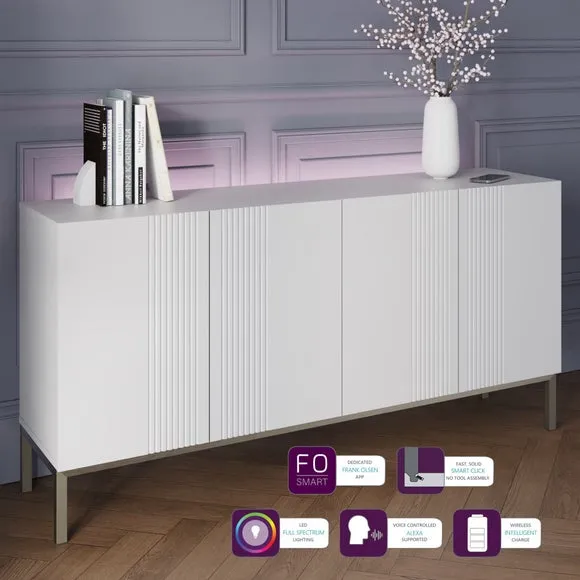 4-Door Smart Sideboard with Lighting - White