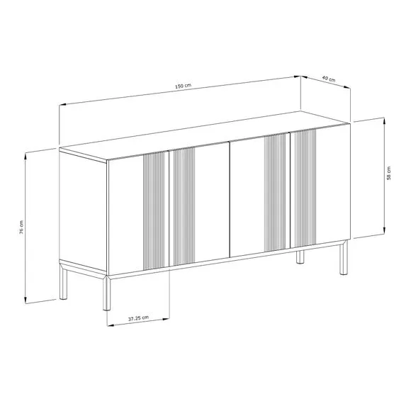 4-Door Smart Sideboard with Lighting - White