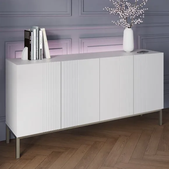 4-Door Smart Sideboard with Lighting - White