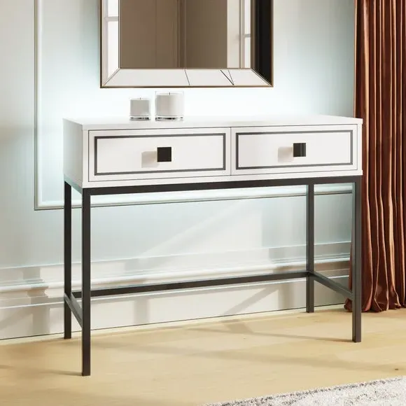 Console Table with LED Lighting - White